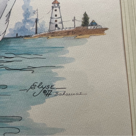 Bahama Sloop Watercolor Art Print Signed By Nassau Artist Elyse '77 Framed - Picture 2 of 5